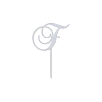 This elegant 'F' monogram swirl script cake topper is crafted from durable aluminum with a natural finish. It features a precise laser-cut design, making it perfect for weddings, anniversaries, or any special occasion. The topper measures 7.5 inches wide by 11.5 inches high, adding a sophisticated touch to your cake decor.